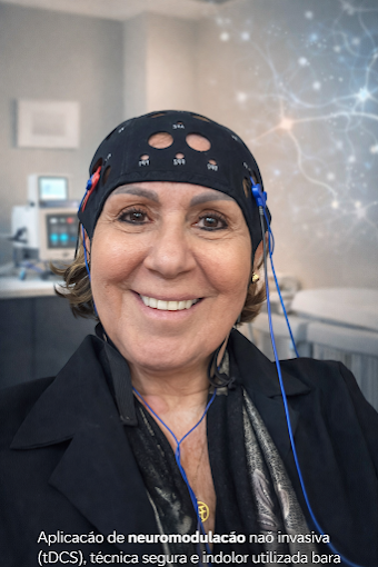 Dra. Leila Cristina durante uma aplicação de neuromodulação